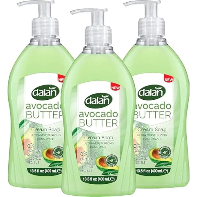 Dalan HAND WASH LIQUID SOAP | CREAM ULTRA MOISTURIZING LIQUID |%100 ORGANIC | PRODUCT OF TURKEY | HAND SOAP FOR NORMAL AND DRY HANDS | 400 ML EACH (PACK OF 3) (AVACADO BUTTER) - Image 1